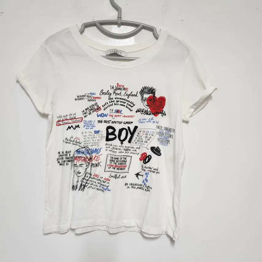 [BUNJANG] Sandro Printed Round Neck T-Shirt / 정품 산드로 프린팅 라운드