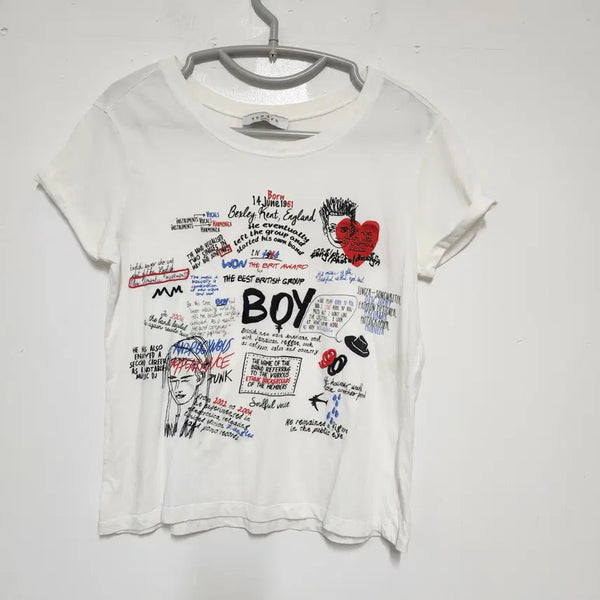 [BUNJANG] Sandro Printed Round Neck T-Shirt / 정품 산드로 프린팅 라운드