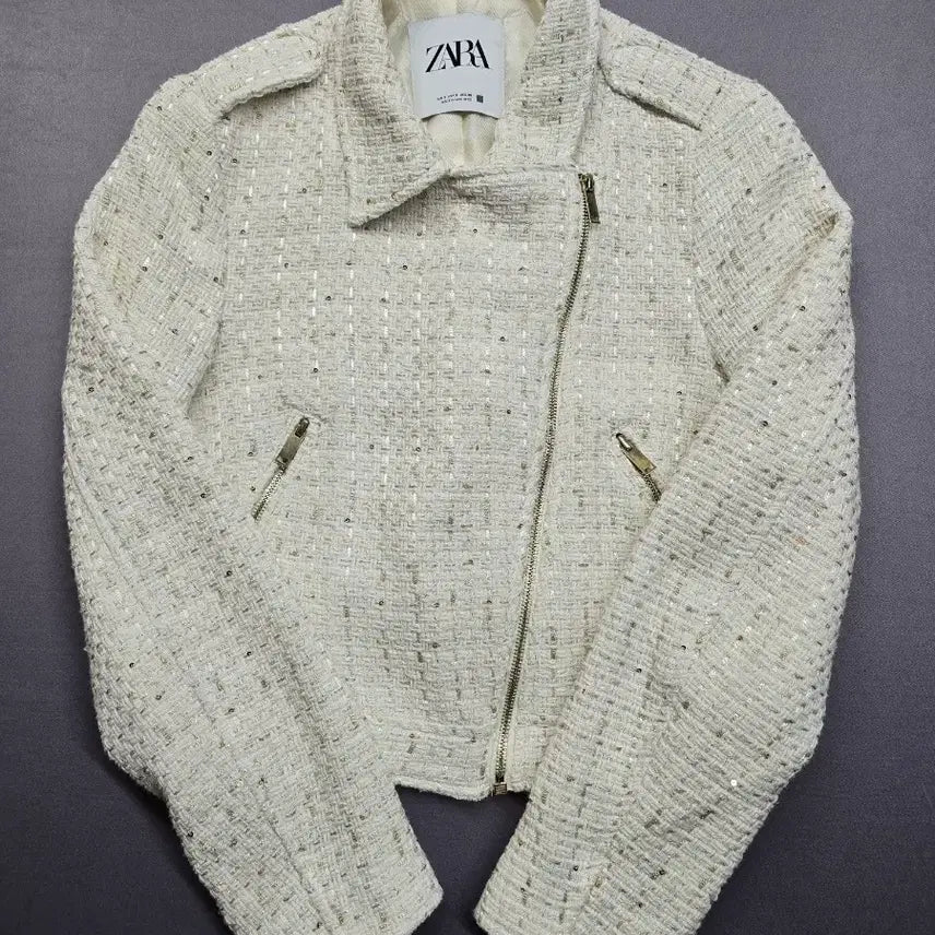 [BUNJANG] Zara Tweed Jacket Ivory / 자라 트위드 자켓 아이보리 자켓