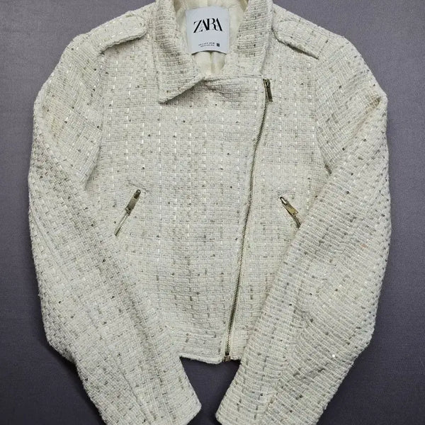 [BUNJANG] Zara Tweed Jacket Ivory / 자라 트위드 자켓 아이보리 자켓