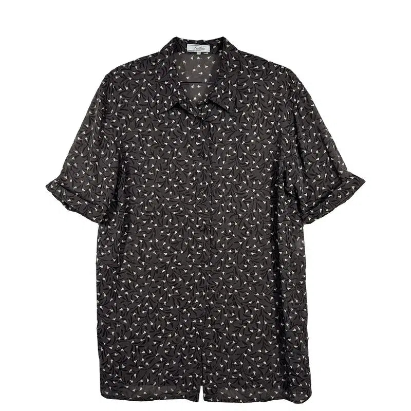 [BUNJANG] LEILIAN Pattern Short Sleeve Shirt / LEILIAN  잔패턴 반팔 셔츠 프렌치시크 컨페티 프린트 오피스 캐주얼 [XL] 폴리에스터 100%