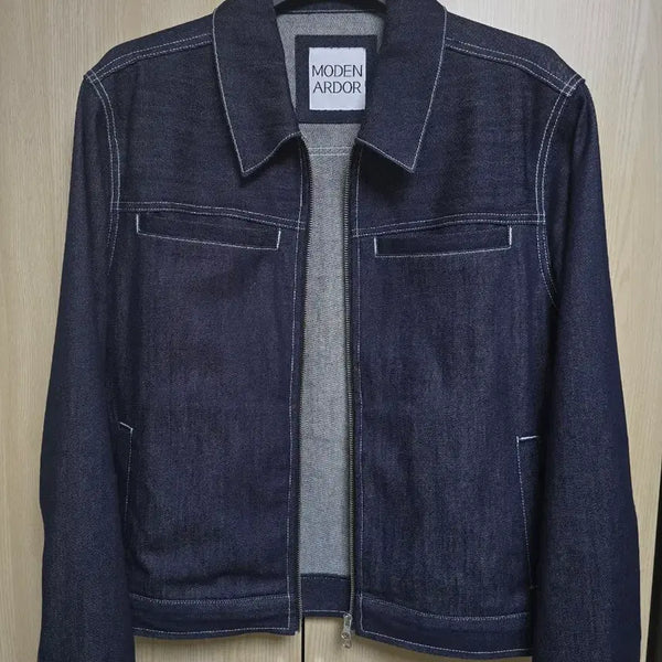 [BUNJANG] Modernarder Mondrian White Stitch Denim Jacket / 데님자켓