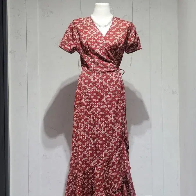 [BUNJANG] Floral Pattern Wrap Dress / 랩 원피스 플라워 패턴