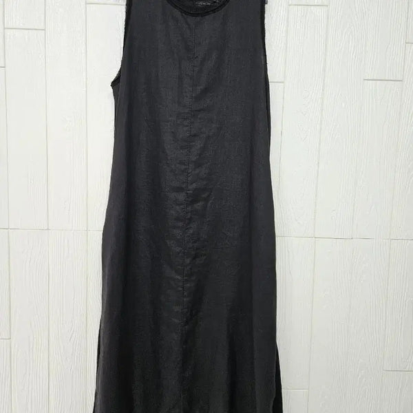[BUNJANG] Black Linen Sleeveless Dress / 블랙린넨 민소매원피스