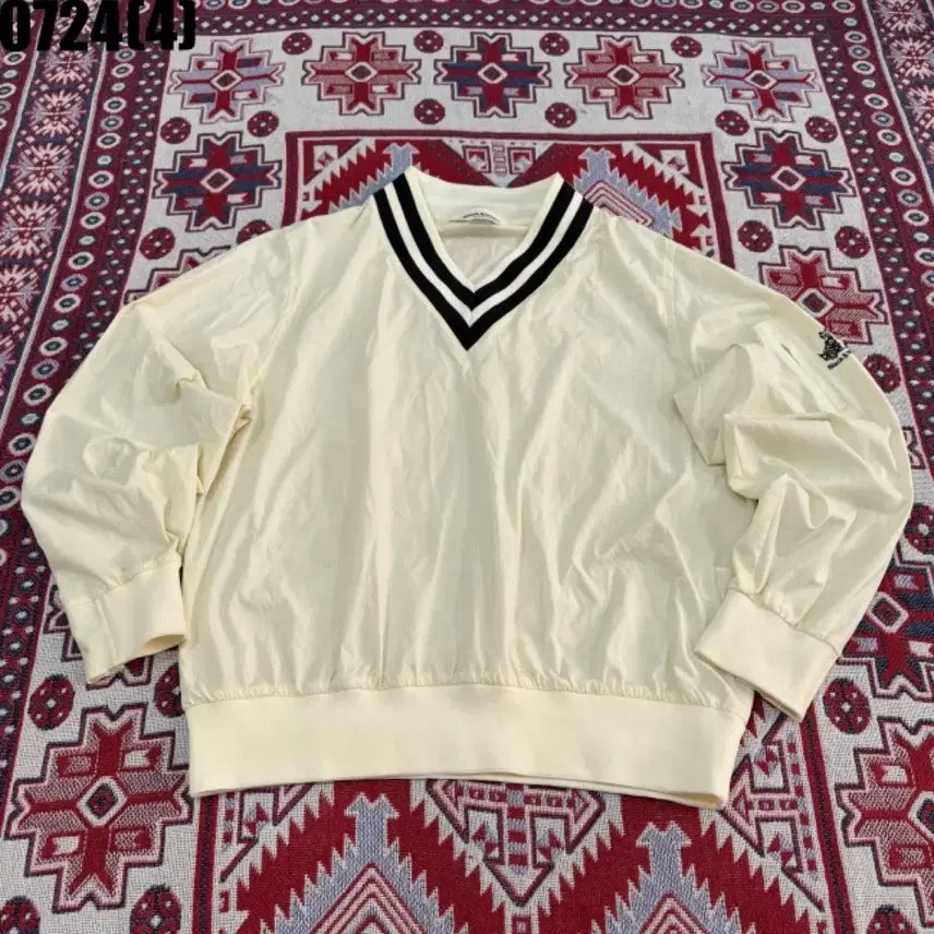 [BUNJANG] Black & White Windbreaker Warm-up Top - Ivory / 블랙앤화인트 윈드브레이커 웜업 상의 아이보리 0724