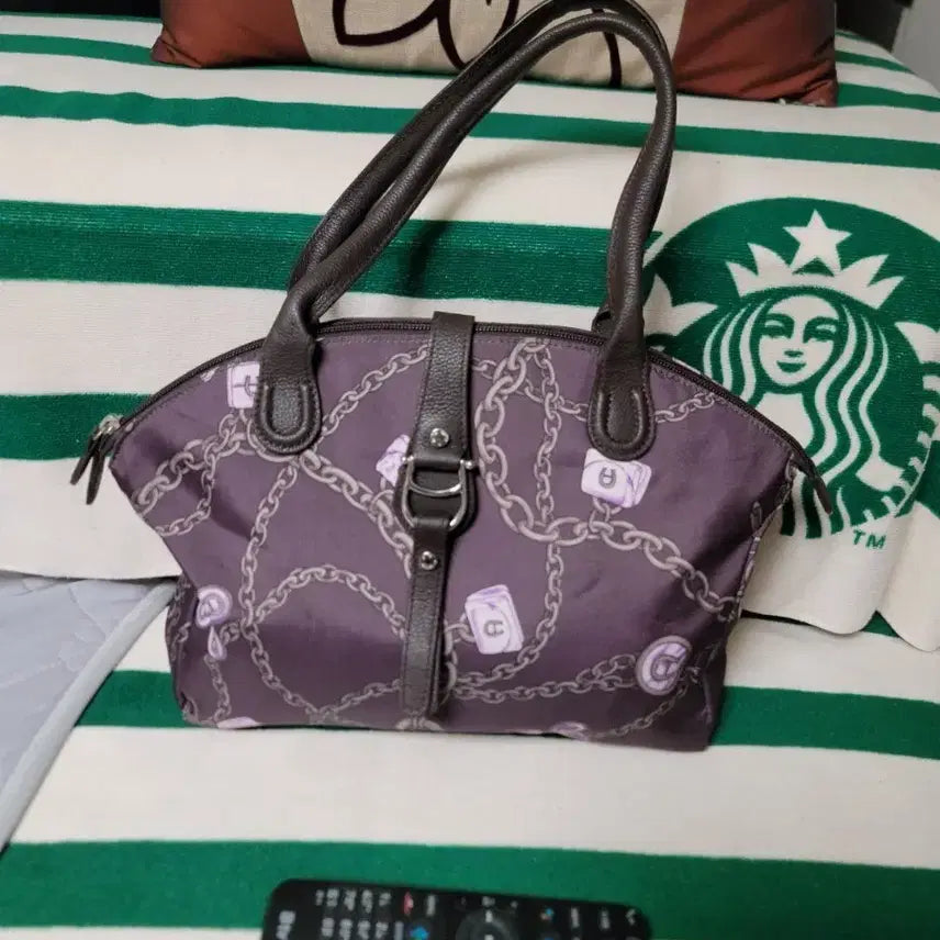 [BUNJANG] AIGNER Chain Pattern Tote Bag Purple / AIGNER 체인 패턴 토트백 퍼플