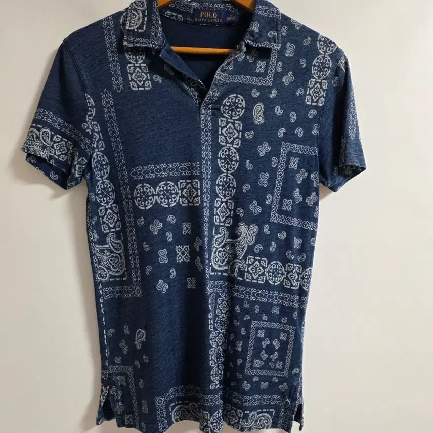 [BUNJANG] Polo Ralph Lauren Bandana Paisley Pattern Short Sleeve Polo Shirt (Navy) / [정품/S] 폴로 랄프로렌 반다나 페이즐리 패턴 PK 반팔 카라티 (네이비)