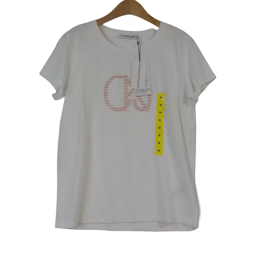 [BUNJANG] Calvin Klein Logo Short Sleeve T-Shirt White M / CALVIN KLEIN 캘빈클라인 로고 반팔 티셔츠 M 화이트 새상품