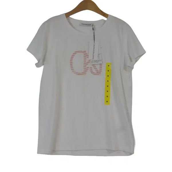 [BUNJANG] Calvin Klein Logo Short Sleeve T-Shirt White M / CALVIN KLEIN 캘빈클라인 로고 반팔 티셔츠 M 화이트 새상품