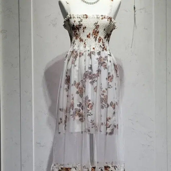 [BUNJANG] Floral Chiffon Long Dress / 플로럴 쉬폰 롱 원피스