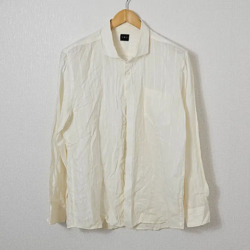 [BUNJANG] IMZ Premium Linen Shirt Stripe 105 / IMZ 프리미엄 린넨 셔츠 링클 마 스트라이프 105