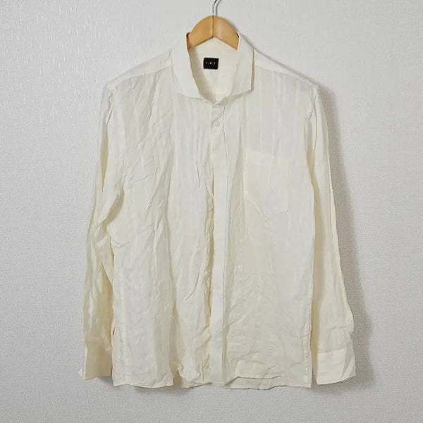 [BUNJANG] IMZ Premium Linen Shirt Stripe 105 / IMZ 프리미엄 린넨 셔츠 링클 마 스트라이프 105