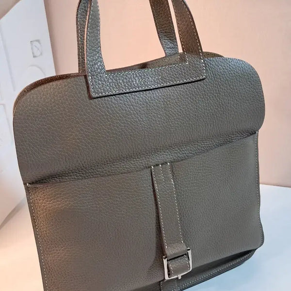 [BUNJANG] Leather Shoulder Bag - Grey / 가죽 숄더백 그레이