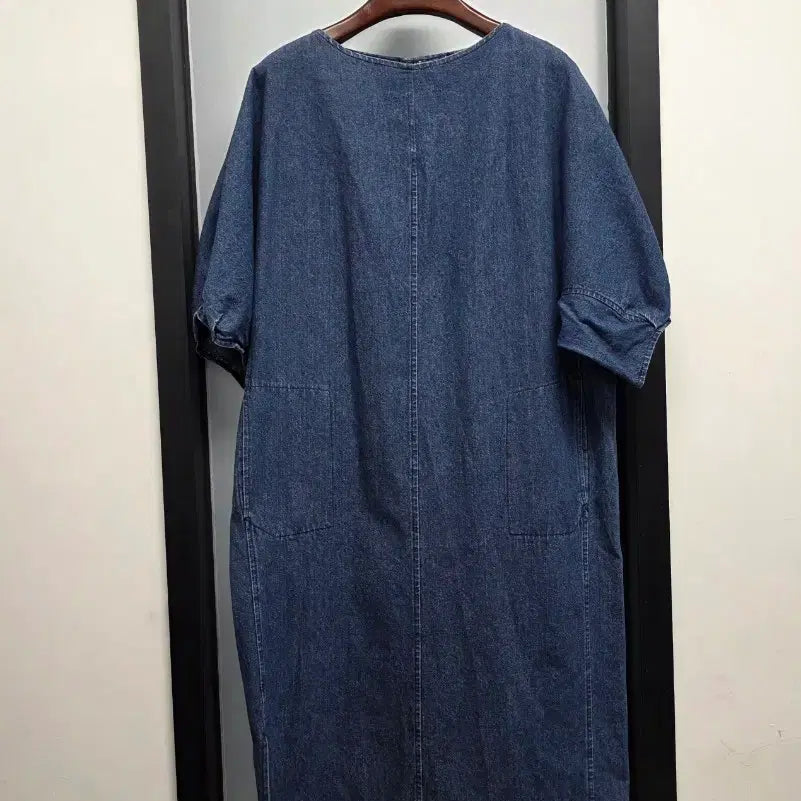 [BUNJANG] Triangle Denim Puff Sleeve Dress / 트라이앵글 데님 원피스