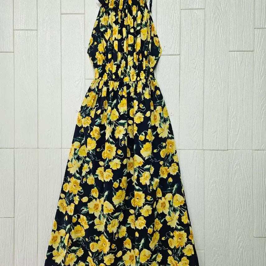 [BUNJANG] Yellow Flower Navy Strap Cotton Dress / 노랑꽃 네이비끈면원피스