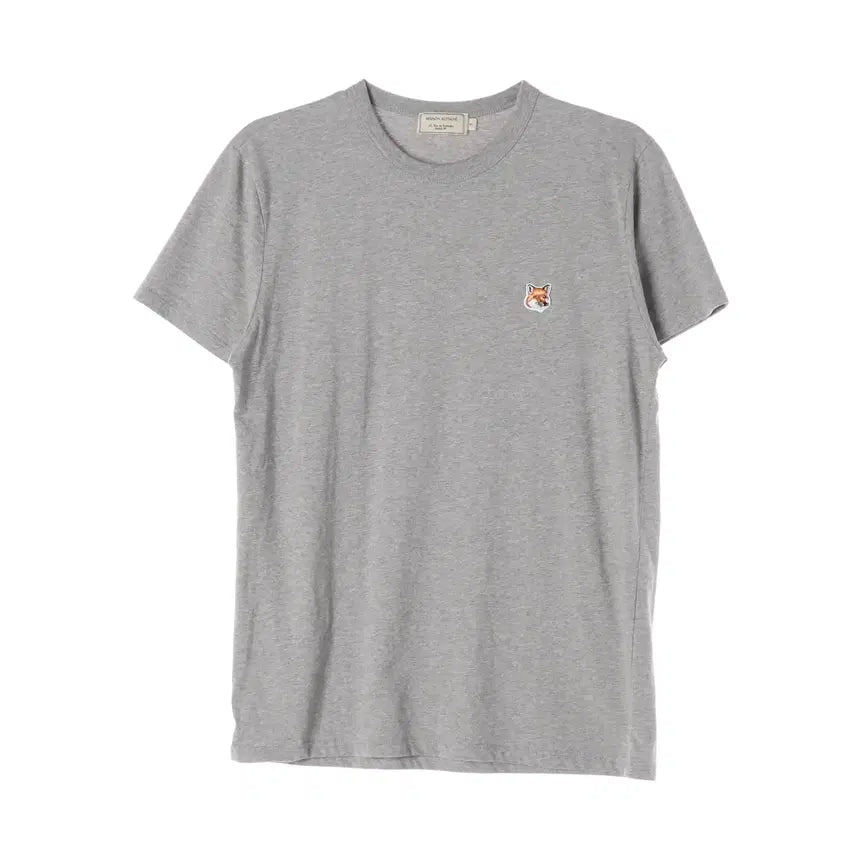 [BUNJANG] Maison Kitsuné Fox Head Patch Cotton Crewneck Short Sleeve T-shirt - Heather Grey S / 메종키츠네 폭스 헤드 패치 코튼 크루넥 반팔 티셔츠 멜란지그레이 S
