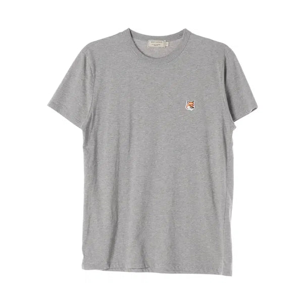 [BUNJANG] Maison Kitsuné Fox Head Patch Cotton Crewneck Short Sleeve T-shirt - Heather Grey S / 메종키츠네 폭스 헤드 패치 코튼 크루넥 반팔 티셔츠 멜란지그레이 S