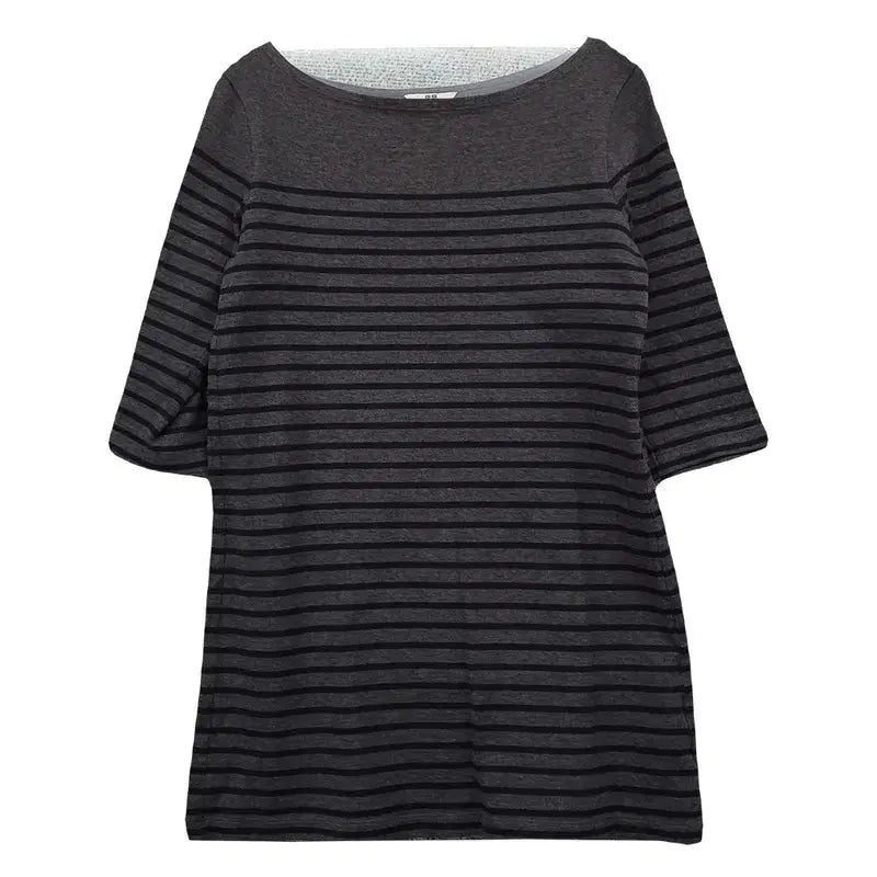 [BUNJANG] Uniqlo Striped Grey Dress M / 유니클로 스트라이프 그레이 원피스 M