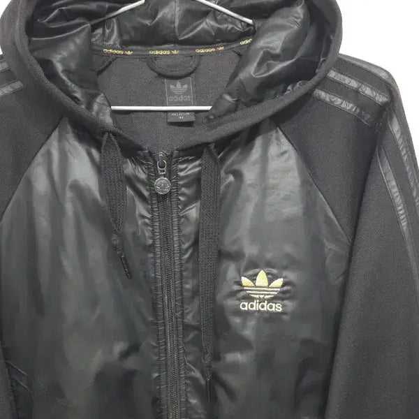 [BUNJANG] Adidas Gold Logo Hooded Zip-Up Jacket Black / 아디다스 후드집업 검정 골드로고