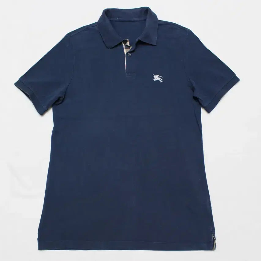 [BUNJANG] Burberry Men's Navy Cotton Short-Sleeve Polo T-Shirt / 버버리 남성 90 반팔 카라넥 티셔츠 깨끗/P01