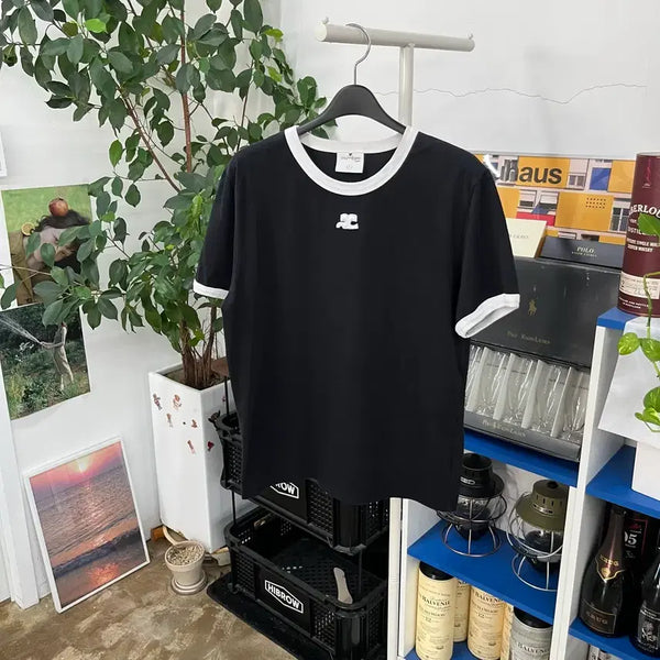 [BUNJANG] Courreges Contrast Short Sleeve T-Shirt F / 꾸레쥬 콘트라스트 반팔 티셔츠 F