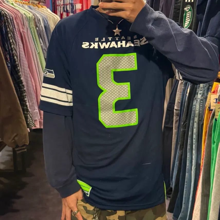 [BUNJANG] Majestic NO.3 Wilson Short-Sleeve Jersey Navy / [IM] 마제스틱 NO.3 WILSON 반팔져지 네이비