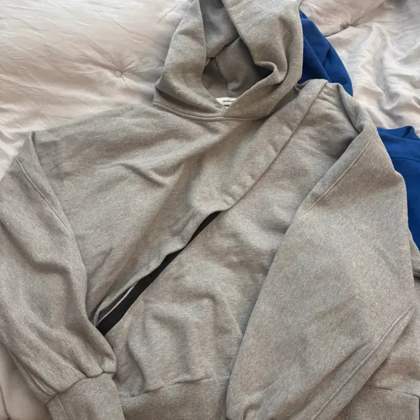 [BUNJANG] Nonode Two-Piece Crop Hoodie (Gray/Blue) / 논노드 투피스 후드 그레이/블루 2개 팝니다