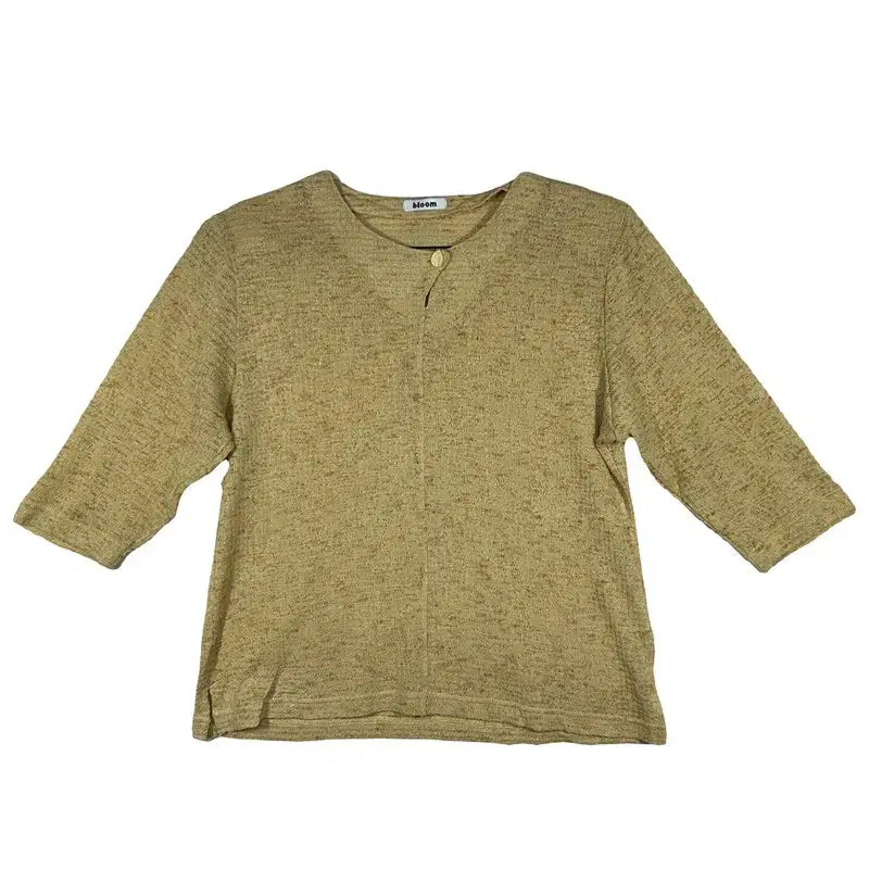 [BUNJANG] BLOOM Mustard Linen Blend Short Sleeve Top / BLOOM 머스타드 린넨 블랜드 반팔 탑 북유럽감성 여름상의 [79-94cm] 폴리에스터 혼방