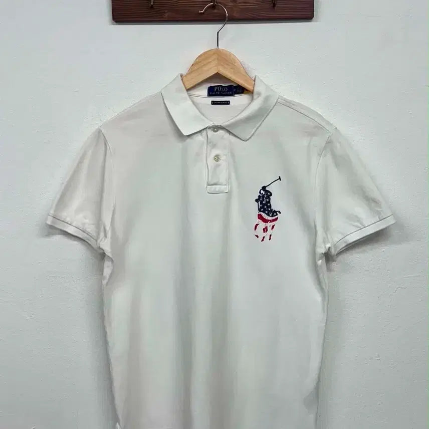 [BUNJANG] Polo Ralph Lauren Big Pony White PK Short Sleeve Polo Shirt (Size M) / [M] 폴로 랄프로렌 현행QR 빅포니 성조기 화이트 pk 반팔 카라티