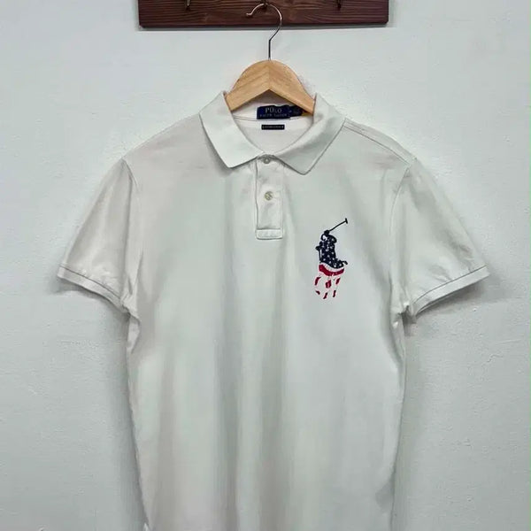 [BUNJANG] Polo Ralph Lauren Big Pony White PK Short Sleeve Polo Shirt (Size M) / [M] 폴로 랄프로렌 현행QR 빅포니 성조기 화이트 pk 반팔 카라티