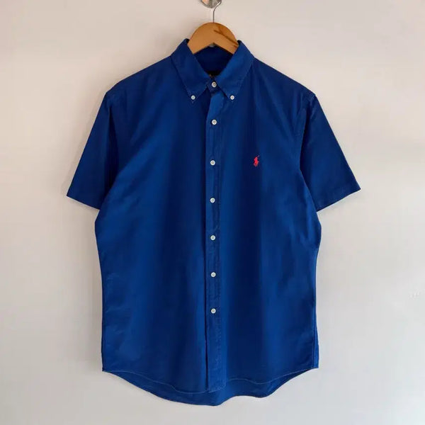 [BUNJANG] Polo Ralph Lauren Garment Dyed Loose Fit Half Shirt / 폴로 랄프로렌 루즈핏 신형 가먼트다잉 딥블루 하프 셔츠