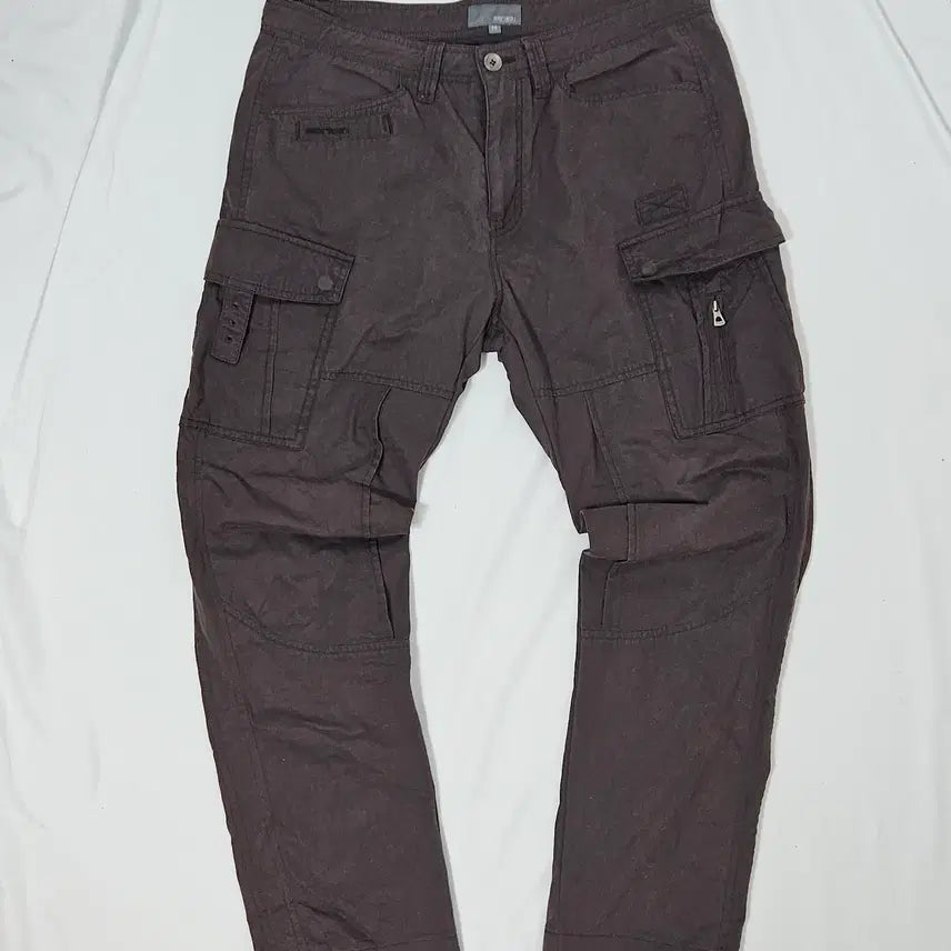 [BUNJANG] SERIES Wax Cargo Work Pants Brown / 시리즈 왁스 카고 워크팬츠 멀티포켓 러프 브라운 32