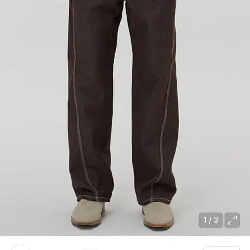[BUNJANG] Fabrega Triple Curved Semi-Wide Denim Pants (Brown) / 파브레가 트리플 커브드 세미와이드 데님팬츠 (브라운)