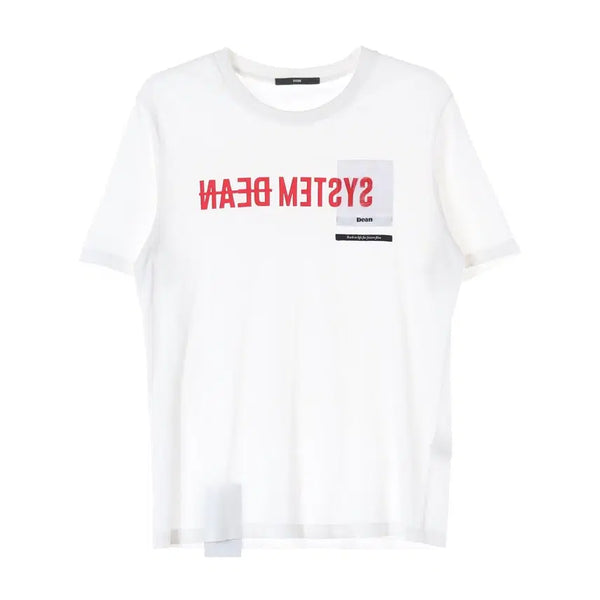[BUNJANG] System Homme Logo Graphic Lettering Print Cotton Short Sleeve T-shirt White / 시스템 옴므 로고 그래픽 레터링 프린트 코튼 반팔 티셔츠 화이트