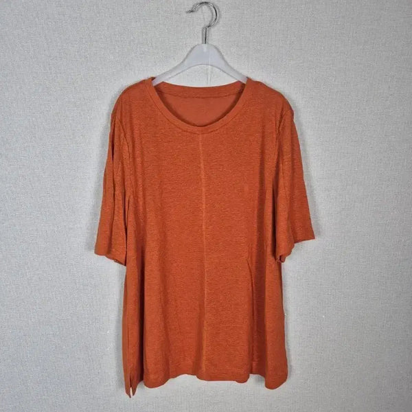 [BUNJANG] Orange Brown Round Neck Short Sleeve T-Shirt / (#105/택x새상품)마레이온혼방 오렌지브라운 라운드넥 반팔 티셔츠