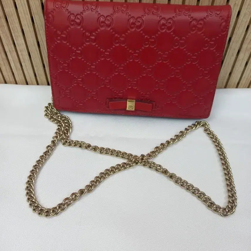 [BUNJANG] Gucci Shima Ribbon Clutch Bag Red / 구찌 시마 리본 레드
