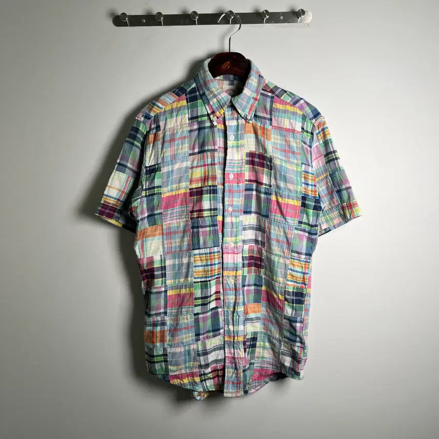[BUNJANG] Brooks Brothers Madras Patchwork Short Sleeve Shirt / 브룩스 브라더스 마드라스 패치워크 반팔 셔츠 S