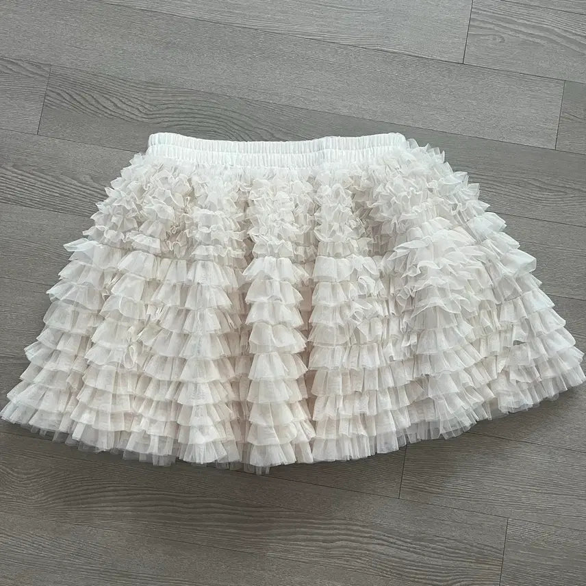 [BUNJANG] White Mini Skirt with Frill Detail / 화이트 미니스커트