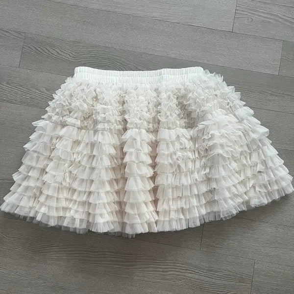 [BUNJANG] White Mini Skirt with Frill Detail / 화이트 미니스커트