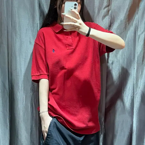 [BUNJANG] Polo Ralph Lauren Navy Pony Red Short Sleeve T-Shirt / S 폴로랄프로렌 네이비 포니 레드 PK 반팔