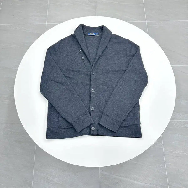 [BUNJANG] Polo Ralph Lauren New Charcoal Shawl Collar Fleece Cardigan L (100) / 폴로 랄프로렌 신형 블랙 숄카라 가디건 L 100
