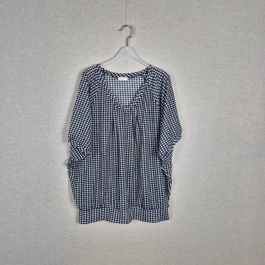 [BUNJANG] Plus Size Batwing Fit Black Plaid Check Blouse / (#99추천)빅사이즈 가오리핏 블랙 격자 체크 블라우스