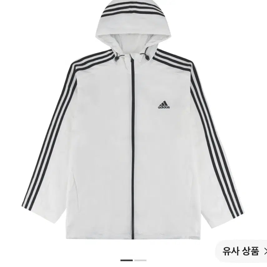 [BUNJANG] Adidas Essential 3S Woven Windbreaker Jacket White KR Size / 아디다스 에센셜 3S 우븐 윈드브레이커 자켓 화이트 KR 사이즈