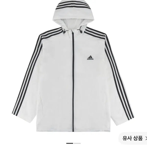[BUNJANG] Adidas Essential 3S Woven Windbreaker Jacket White KR Size / 아디다스 에센셜 3S 우븐 윈드브레이커 자켓 화이트 KR 사이즈