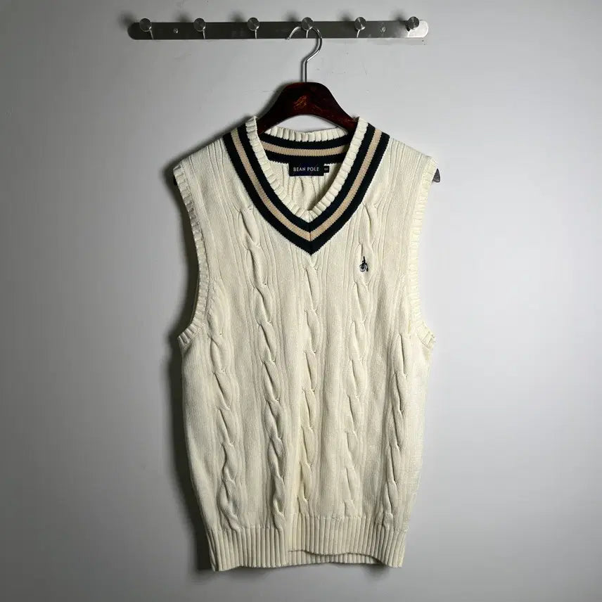 [BUNJANG] Beanpole Ivory Cable Knit Vest 100 / BEANPOLE 빈폴 아이보리 케이블 니트 조끼 100