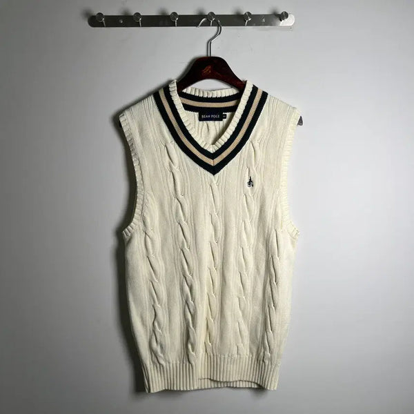 [BUNJANG] Beanpole Ivory Cable Knit Vest 100 / BEANPOLE 빈폴 아이보리 케이블 니트 조끼 100