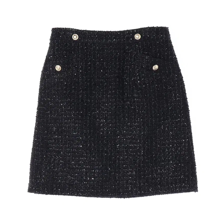 [BUNJANG] Maje 22FW Wool Blend Tweed Gold Button Short Skirt / 마쥬 22FW 울 블렌드 트위드 골드 버튼 숏 스커트