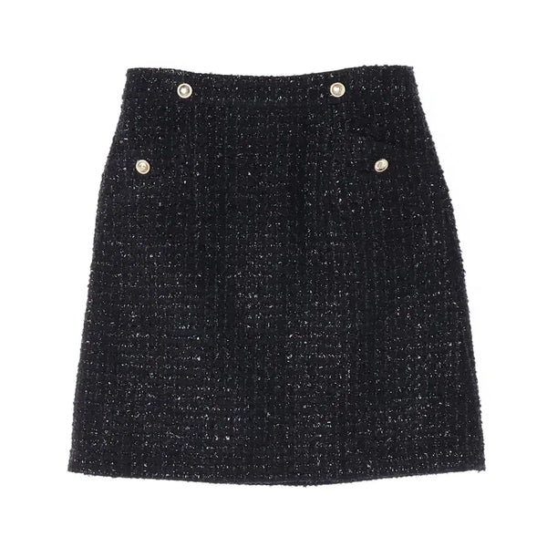 [BUNJANG] Maje 22FW Wool Blend Tweed Gold Button Short Skirt / 마쥬 22FW 울 블렌드 트위드 골드 버튼 숏 스커트