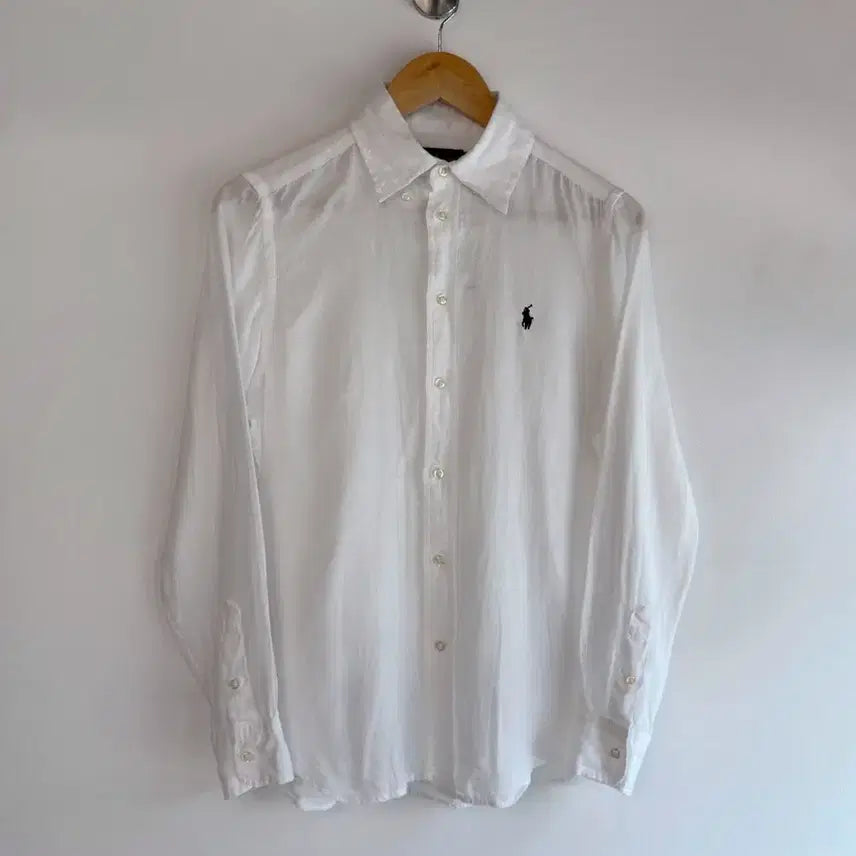 [BUNJANG] Polo Ralph Lauren New QR Label White Linen Shirt / 폴로 랄프로렌 신형 QR라벨 화이트 린넨 셔츠