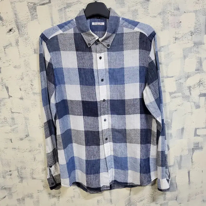 [BUNJANG] Allegri Check Cottonifici Albini Linen Long Sleeve Shirt L / 알레그리 체크 코토니피치오 알비니 린넨 긴팔 셔츠 L